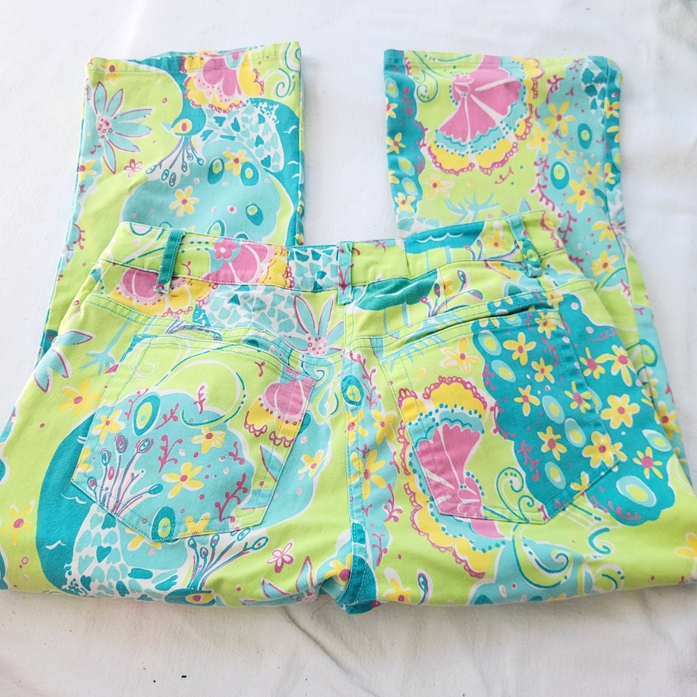 Lilly Pulitzer Cotton Stretch Peacock Capris - Picture 10 of 13